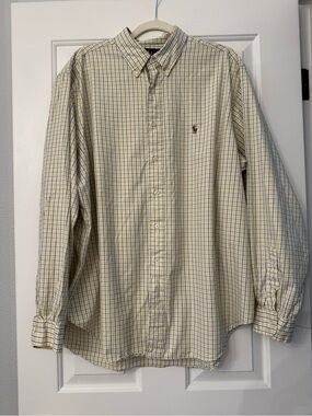 Ralph Lauren Yellow and Blue Checked Cotton Button-Down Shirt